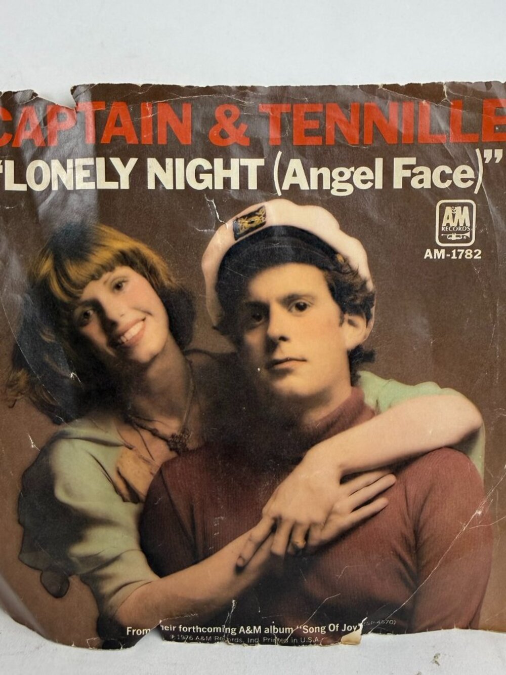 ⚠️Vinyl Poster Cover Only⚠️Captain & Tennille Lonely Night 7" 45 RPM